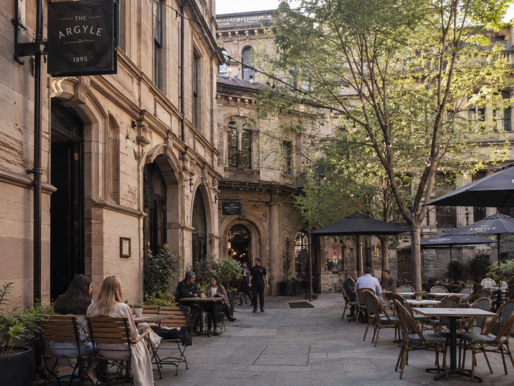 Hidden courtyard cafe outdoor Surry Hills Sydney heritage building