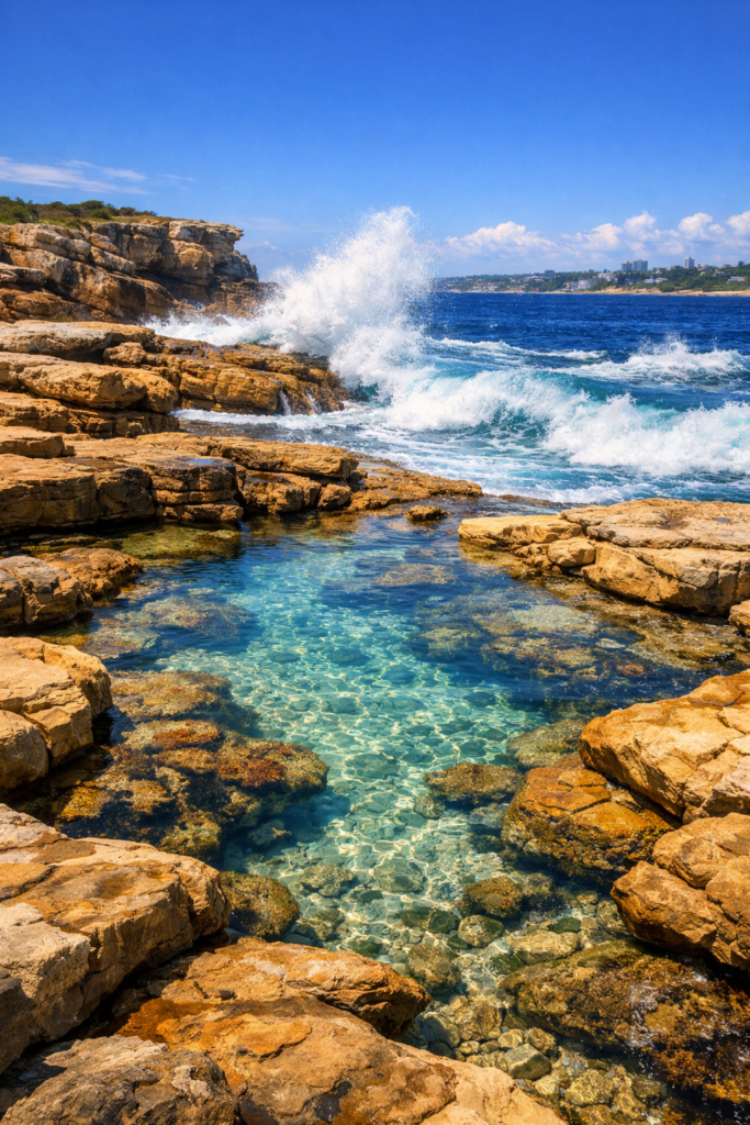Cronulla Point headland rock pools with ocean view Sydney