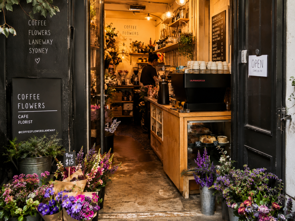 Hidden florist cafe Crown Street laneway Surry Hills Sydney