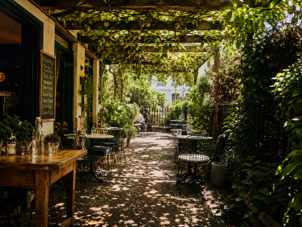 Hidden garden terrace cafe Riley Street Surry Hills Sydney