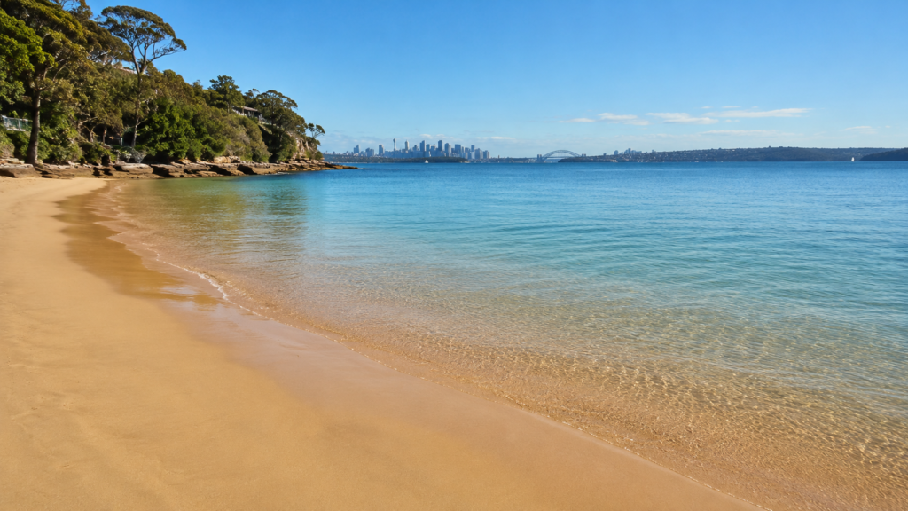 Kyeemagh Beach Sydney calm bay water sunny day