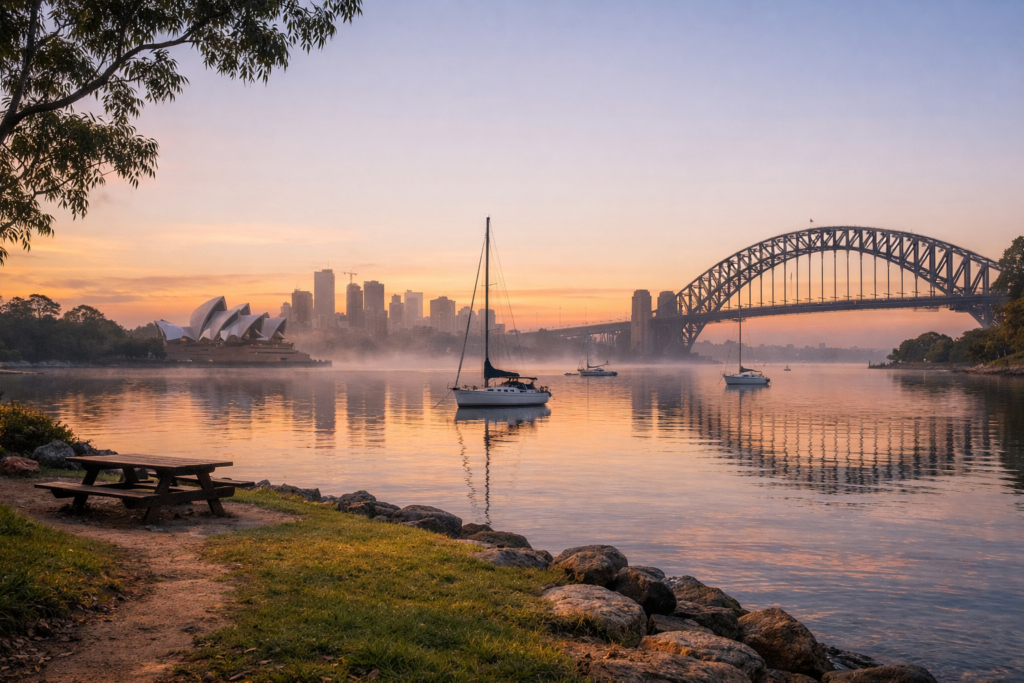 Longueville foreshore sunset picnic spot Sydney harbour