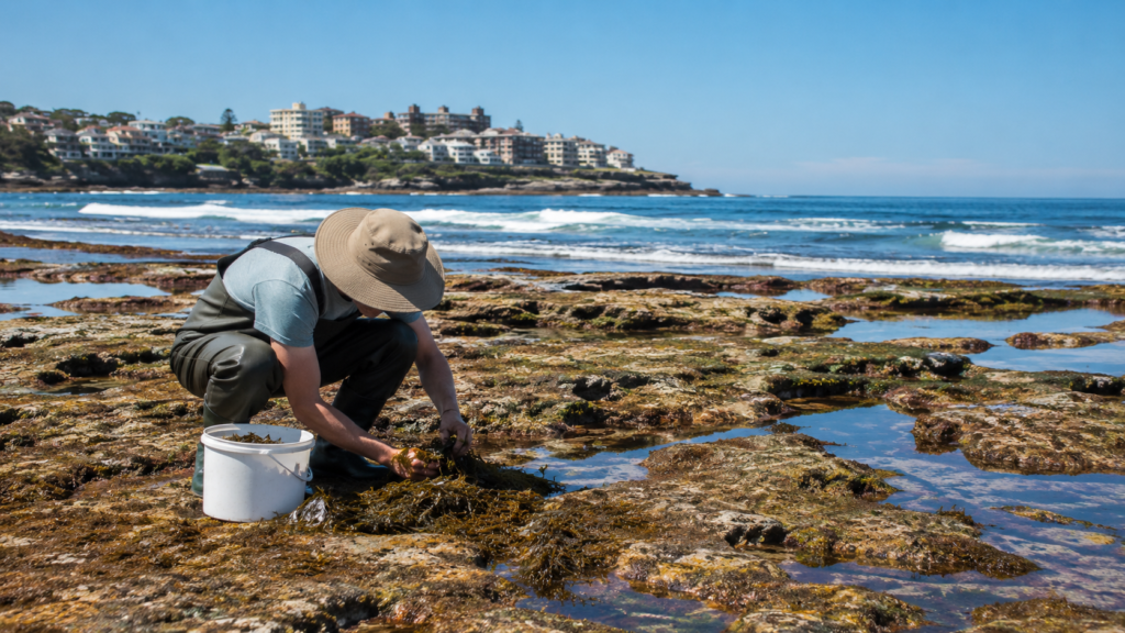 Seaweed foraging Sydney coastline rock platforms