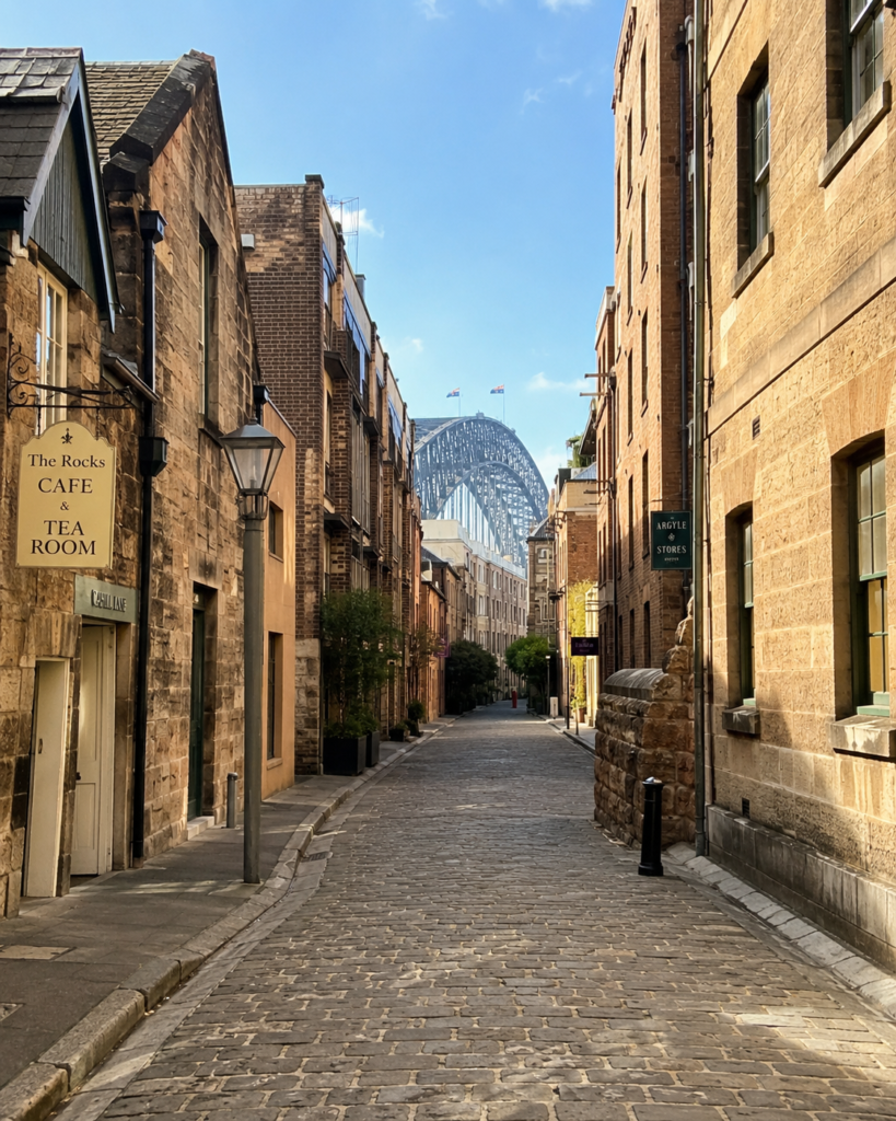 Sydney layover tour The Rocks historic neighbourhood