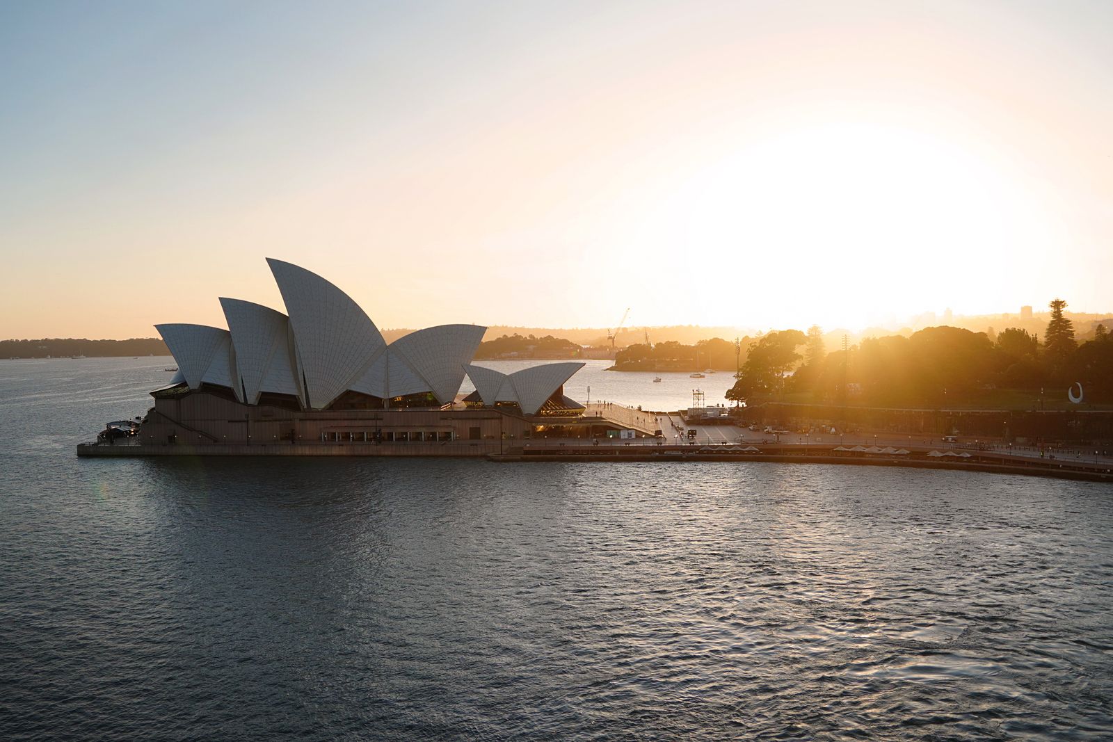 Sydney Opera House and Harbour Bridge at sunrise