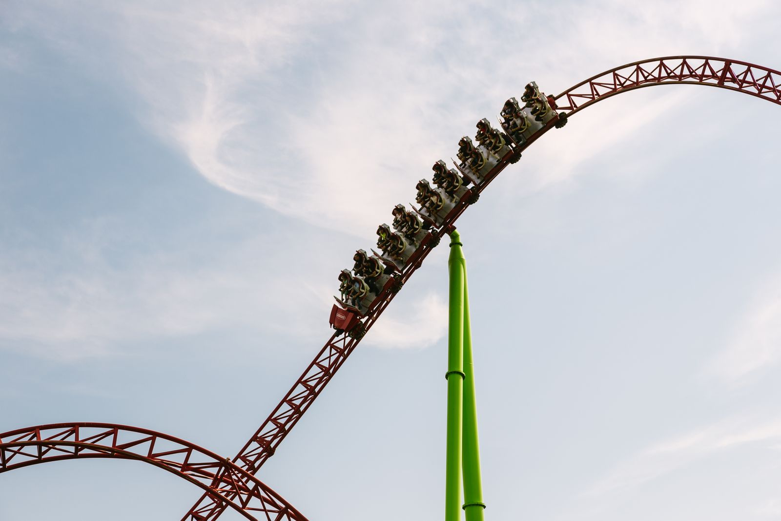 High-speed roller coaster ride at an amusement park
