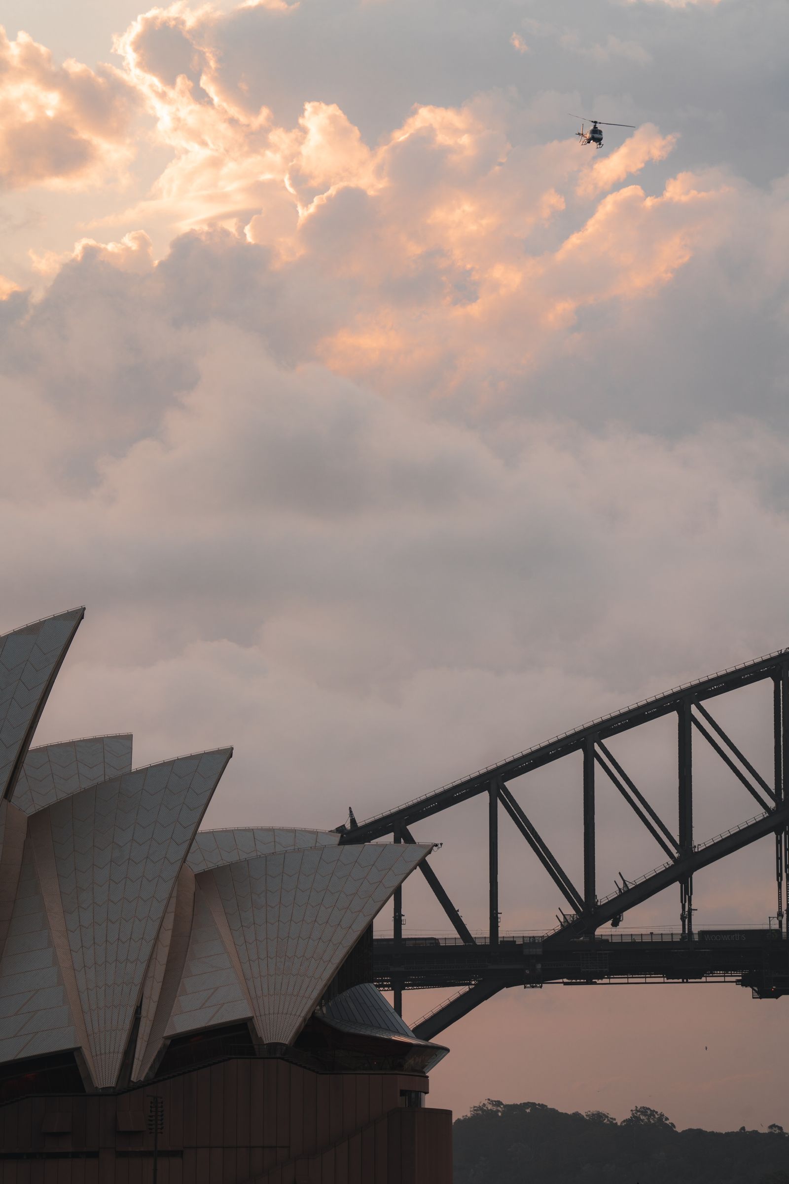 Sydney Opera House and Harbour Bridge at sunset