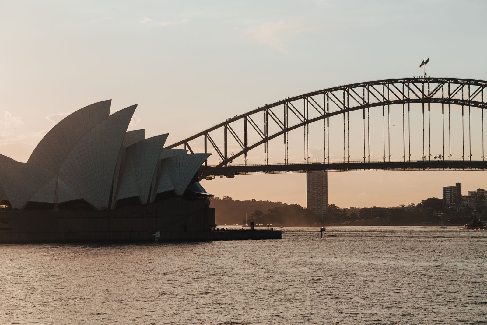 Sydney Harbour Bridge and Sydney Opera House at dusk