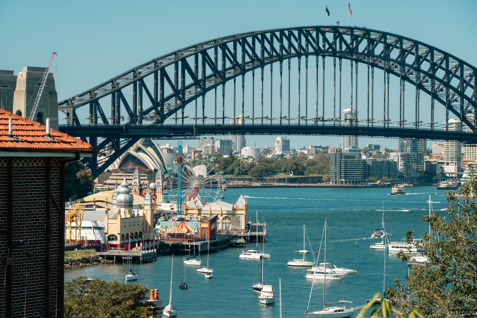 Sydney Harbour Bridge with sailboats